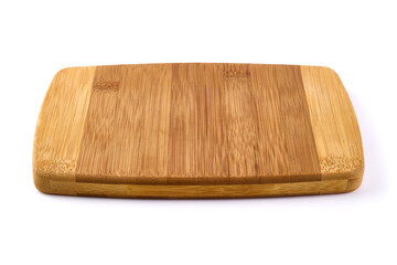 Wooden chopping board, isolated on white background.