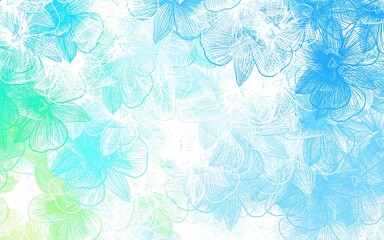 Fototapeta na wymiar Light Blue, Green vector doodle layout with flowers.