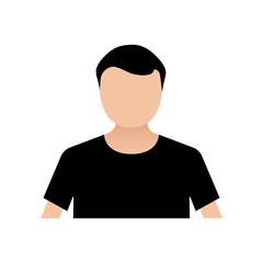 Illustration of a person.  Avatar of male cartoon character. Vector portrait in simple flat design.