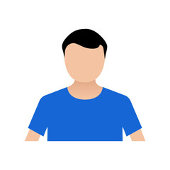 Illustration of a person.  Avatar of male cartoon character. Vector portrait in simple flat design.