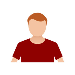 Young man in t-shirt. Portrait of a man. Avatar of a young man for social network. Colorful portrait. Manager. Vector flat illustration