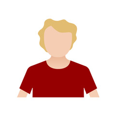 Vector illustration of a person  in t-shirt. Avatar of male cartoon character. Portrait of a man. Avatar of a young man for social network. 