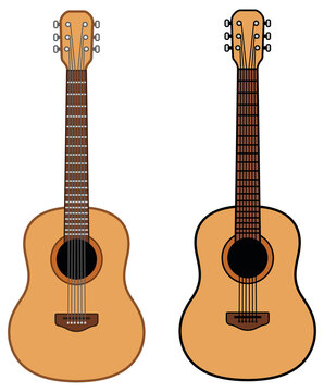Acoustic Guitar Clipart Set - Color