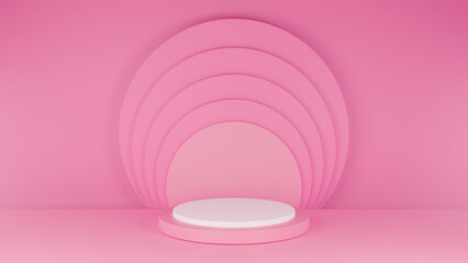 Background vector 3D pink rendering with podium and minimal pink scene, minimal abstract background 3D rendering abstract geometric shape pink pastel color.