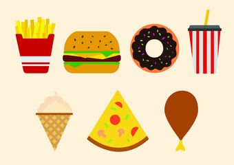 Simple fast foods vector easy to use. Cute illistration vector and icon.