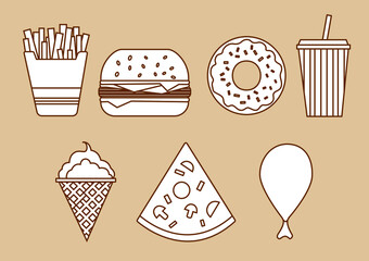 Simple fast foods vector easy to use. Cute illistration vector and icon.