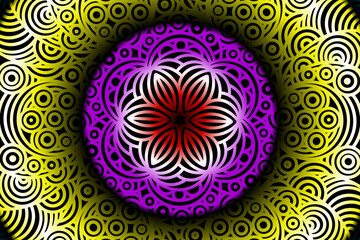 seamless circular circle candy colour caleidoscope gradient flower art pattern of indonesian traditional tenun batik ethnic dayak ornament for wallpaper ads background 