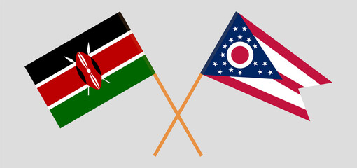 Crossed flags of Kenya and the State of Ohio. Official colors. Correct proportion