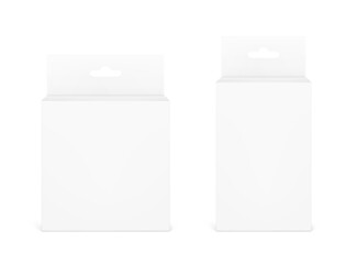 Folding cardboard box with valve and hole. Perfect for placing your design. Vector illustration isolated on white background. Can be use for food, medicine, cosmetic and etc. EPS10.	