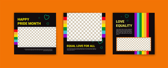 Happy pride month social media flyer template design