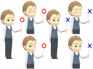 [OK NG B] Caucasian Man Vest short hair oblique angle