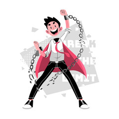 Self growth concept vector Illustration idea for landing page template, personal development progress stages, reaching for career goals and success, ambition and potential accomplishment.  Hand drawn 