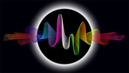 Abstract waves colorfull moon background 