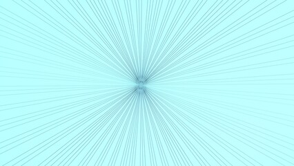 Light blue stripes background design. Abstract rays from the blue center. Stripes weave. 3D render illustration.