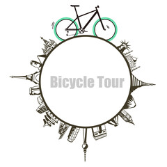 Modern City and country, Touring Bike, vector illustration