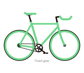 Simple flat fixed-gear bicycle vector illustration