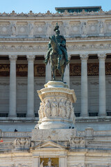 Fototapeta na wymiar Equestrian statue of Vittorio Emanuele II, Victor Emmanuel II Monument, Rome, Italy, Europe
