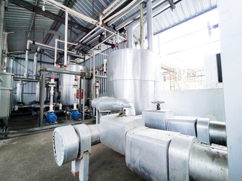 Industrial power plant, water chiller on pipe line industry.