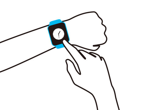 Man Wearing Fashion Smart Watch, Vector Illustration