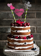 Wedding cherry naked cake and another sweet food