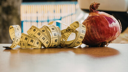 apple and measuring tape