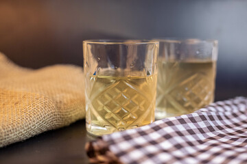 glass of water on the table