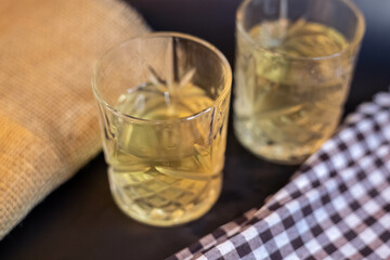 glass of water on the table