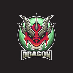 Head of red dragon logo vector illustration