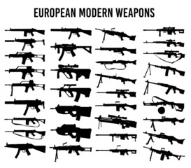 European Modern Weapons / AI Illustrator / Video Game Weapons Vector