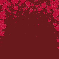 Red heart love confettis. Valentine's day falling