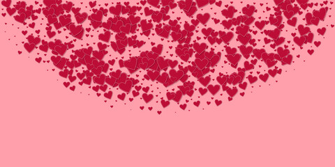 Red heart love confettis. Valentine's day semicirc