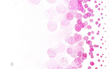 Light Pink vector doodle texture with roses.