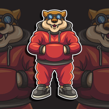 Dog hoodie character illustration