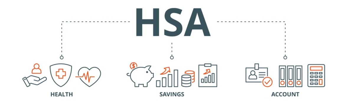 HSA banner web icon vector illustration concept for health saving account with icon of healthcare, growth, id card, and accounting