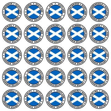 Round Scotland City Flag Clipart Set
