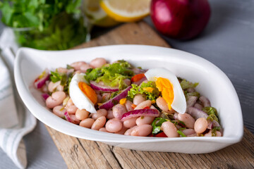 Turkish foods; dried beans salad (Turkish name; piyaz)