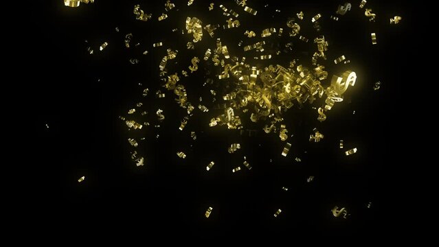 gold dollar sign particle animation