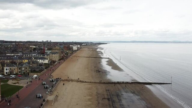 Flight over Portobello Beach, Edinburgh, Scotland