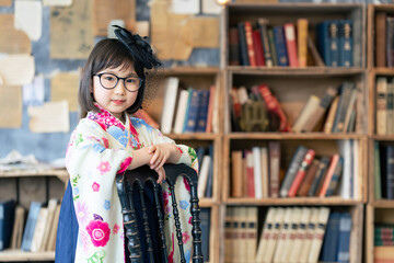 着物を着た女の子　記念写真　ハーフ成人式　七五三　写真館