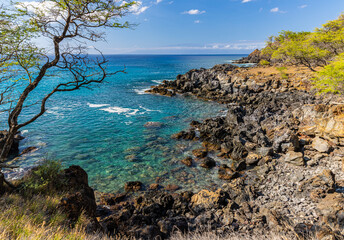 The Volcanic Coastline Of Mahukona Beach,  Mahukona Beach State Park ,Waimea, Hawaii Island, Hawaii, USA