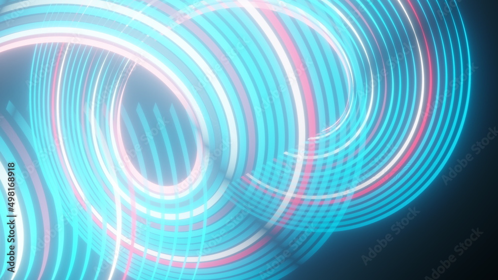 Poster abstract spiral rotating glow lines, computer generated background, 3d rendering background.