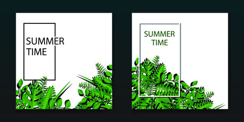 summer background with leaf decoration vector design