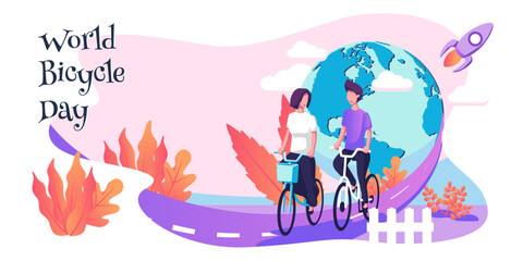 World bicycle day vector flat illustration design