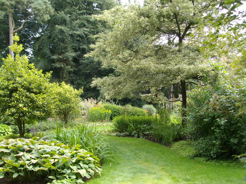Park und Burgruine in Threave Gardens, Schottland