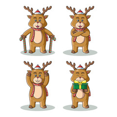 Cute character deer christmas vector illustration