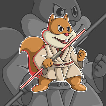 squirrel with light stick