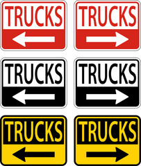 Trucks Left Arrow ,Right Arrow Sign On White Background