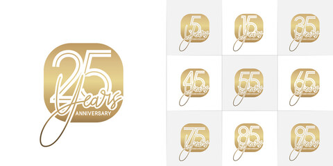 set of anniversary premium collection golden color can be use for celebration event
