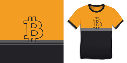 Bitcoin symbol, crypto currency design for t-shirt, for print, flat design vector