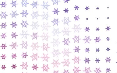 Light Purple, Pink vector background with beautiful snowflakes, stars.